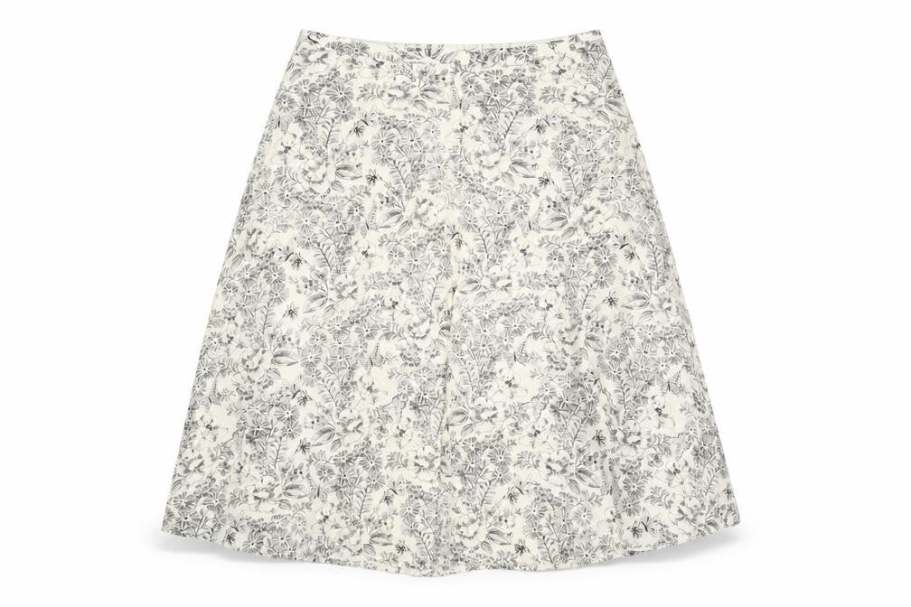 Laura Ashley Women's Ivory A-Line Floral Skirt Size 8