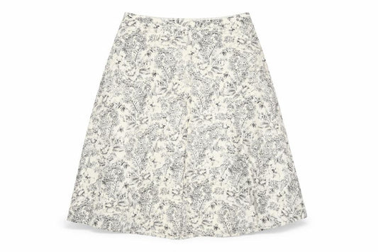 Front view of Laura Ashley Women's Ivory A-Line Floral Skirt, size 8