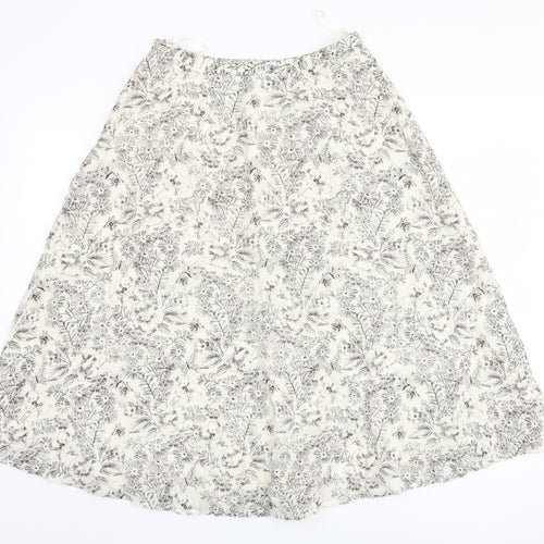 Laura Ashley Women's Ivory A-Line Floral Skirt Size 8