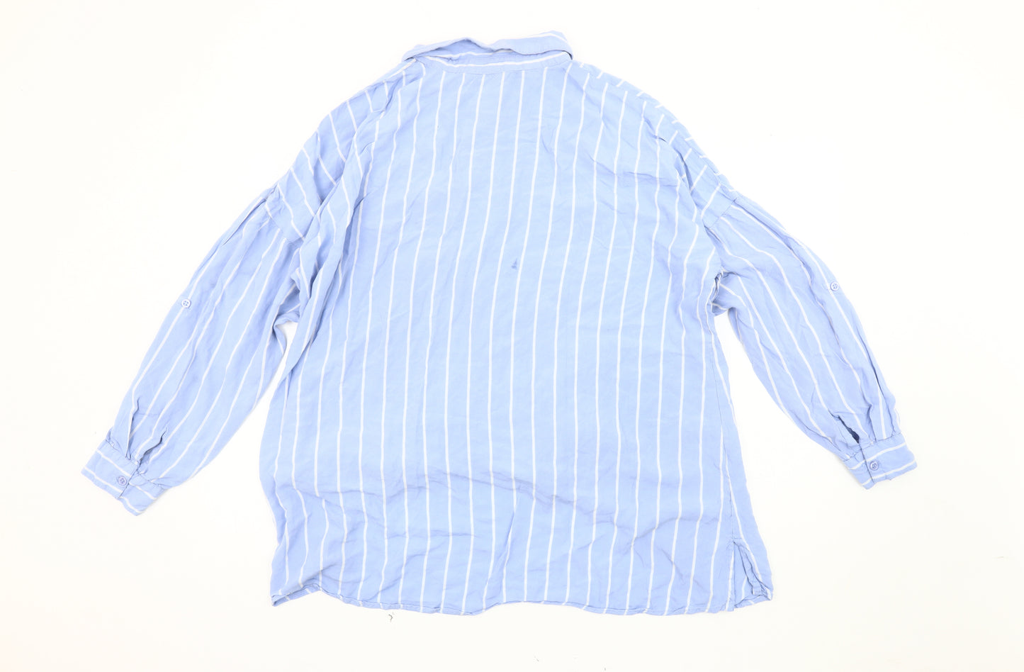 Yours Women’s Blue Striped Plus Size Button-Up Shirt