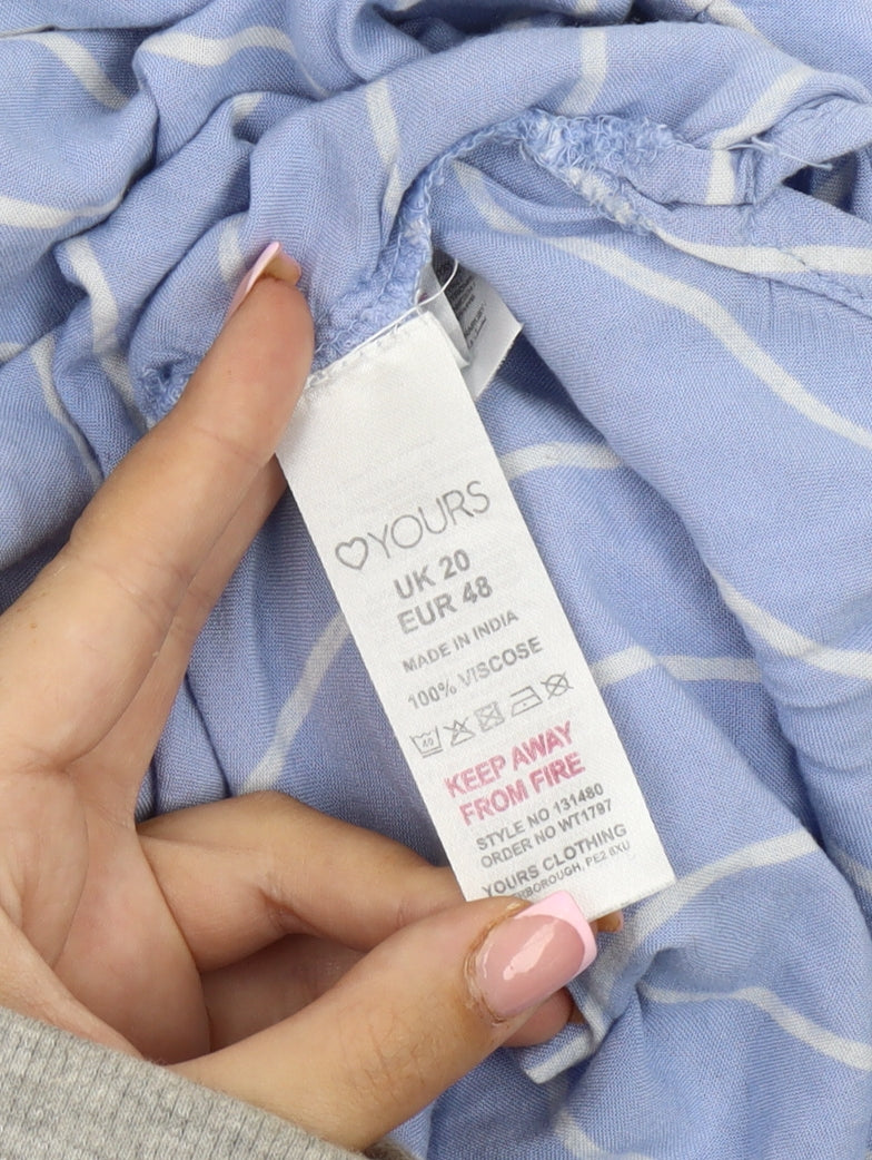 Yours Women’s Blue Striped Plus Size Button-Up Shirt