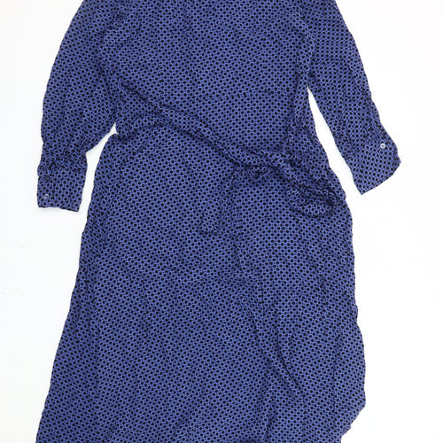 Marks and Spencer Women's Blue Polka Dot Shirt Dress 16