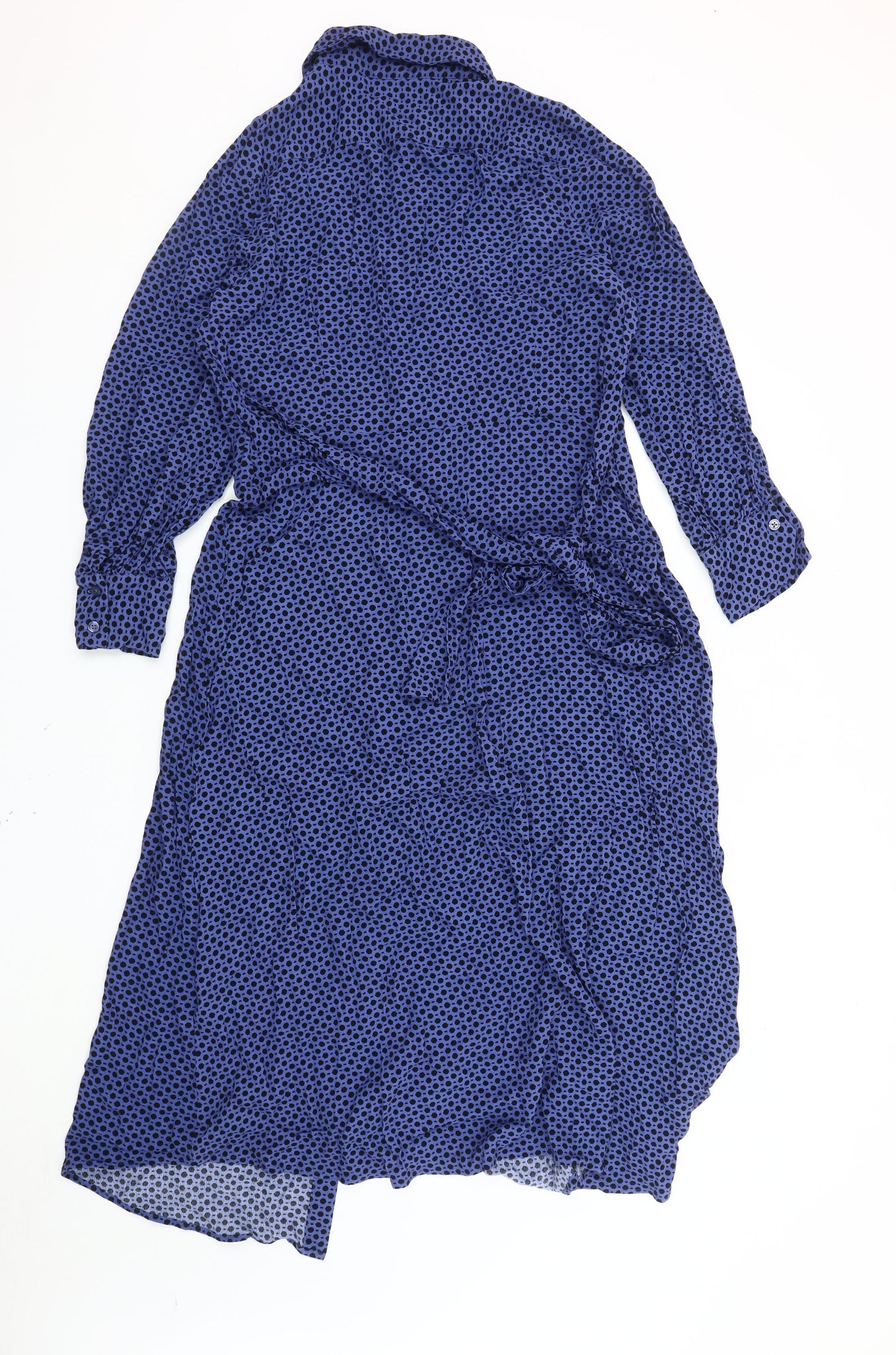 Marks and Spencer Women's Blue Polka Dot Shirt Dress 16