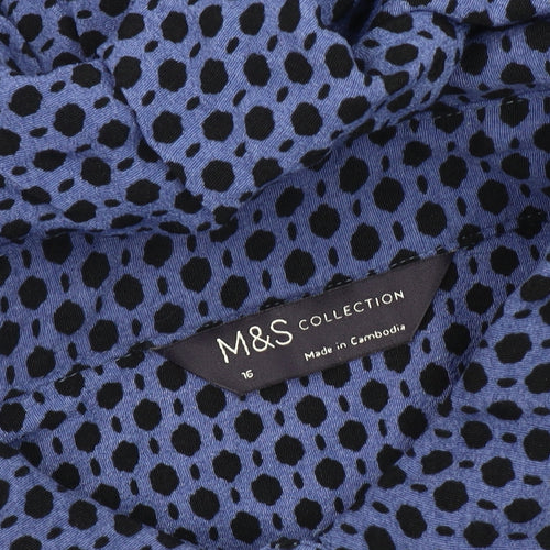 Marks and Spencer Women's Blue Polka Dot Shirt Dress 16