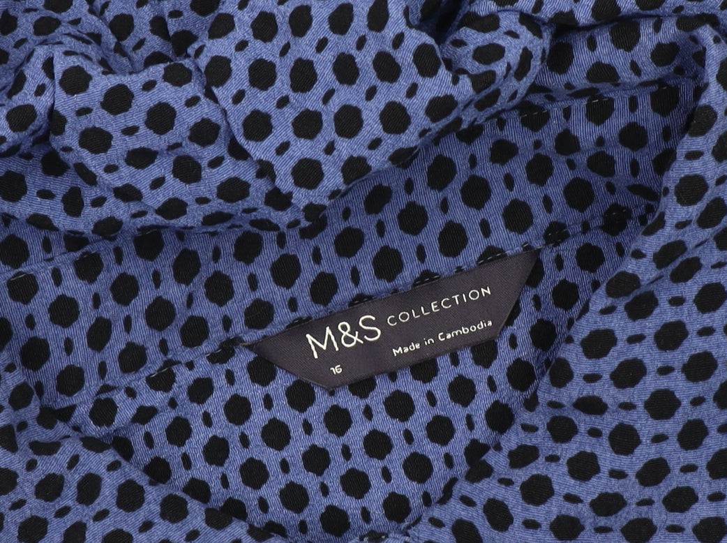 Marks and Spencer Women's Blue Polka Dot Shirt Dress 16