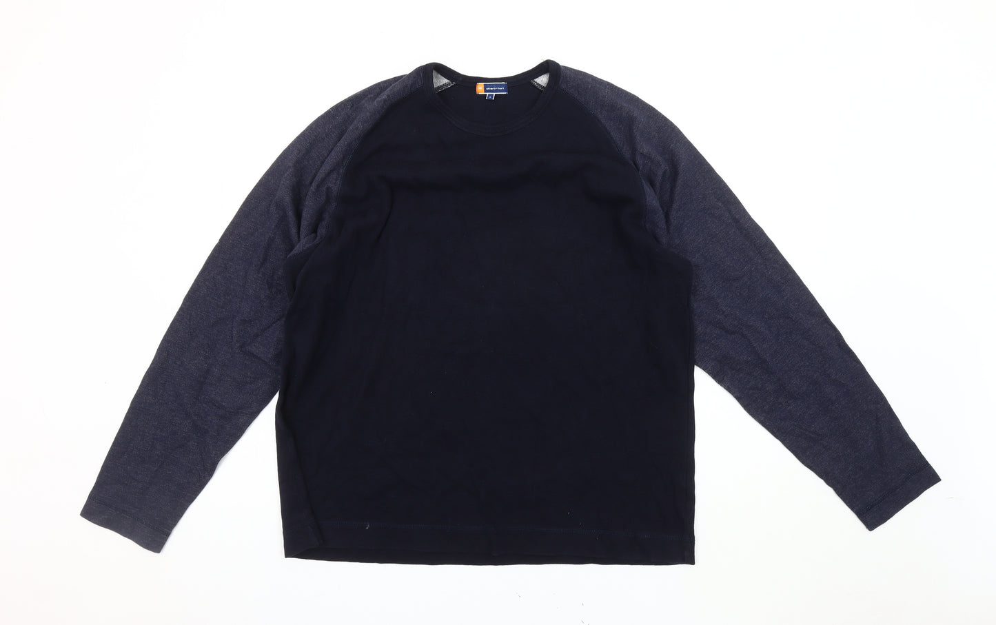 District Men's Blue Cotton Crew Neck Sweatshirt L