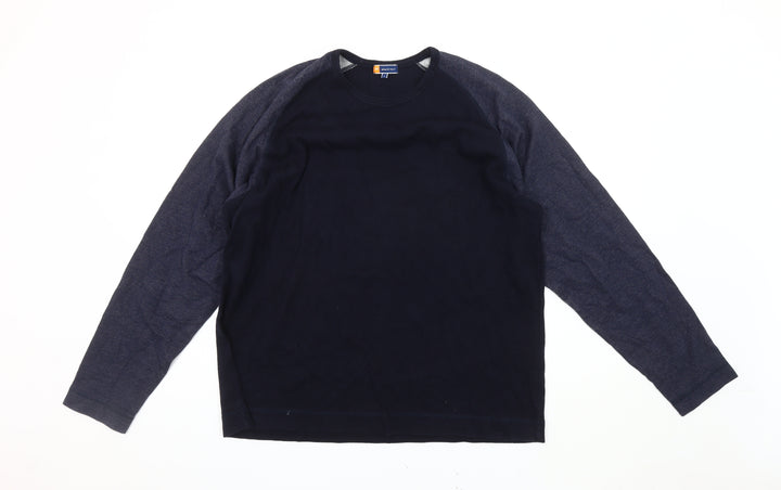 District Men's Blue Cotton Crew Neck Sweatshirt L