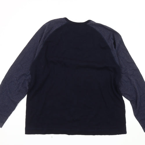 District Men's Blue Cotton Crew Neck Sweatshirt L