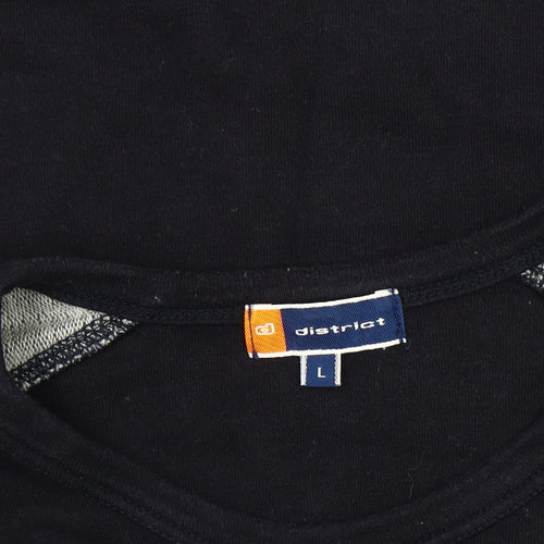 District Men's Blue Cotton Crew Neck Sweatshirt L
