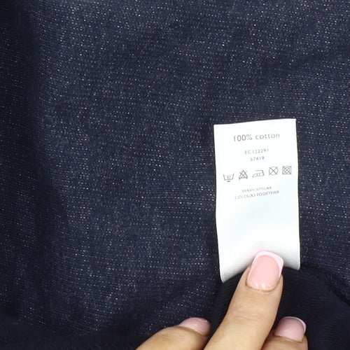 District Men's Blue Cotton Crew Neck Sweatshirt L