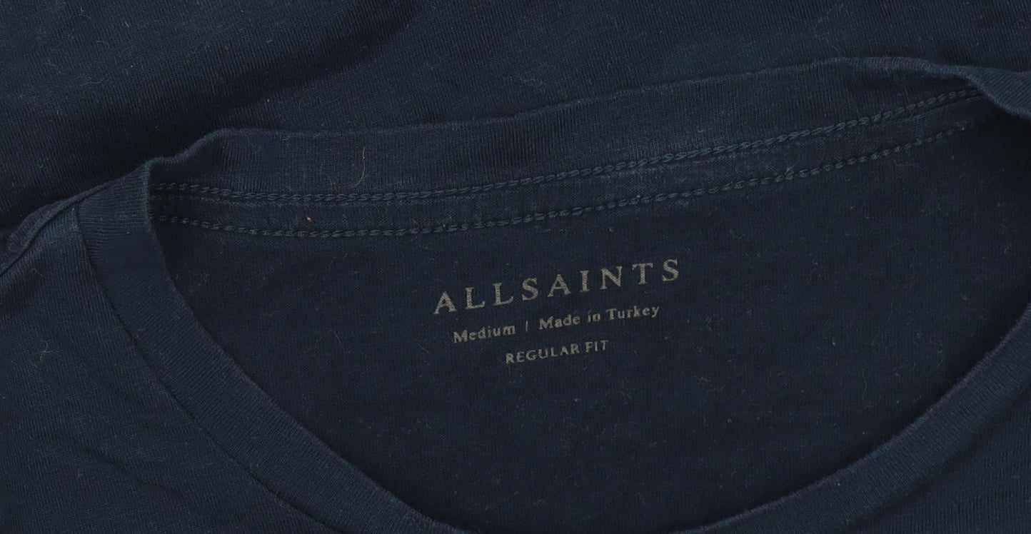 AllSaints Men's Blue Medium Crew Neck T-Shirt