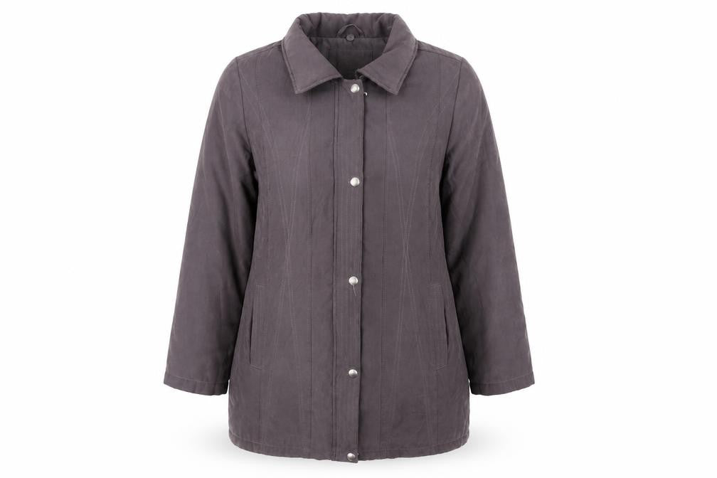 Front view of Bonmarché Women's Grey Mid-Length Coat, size M