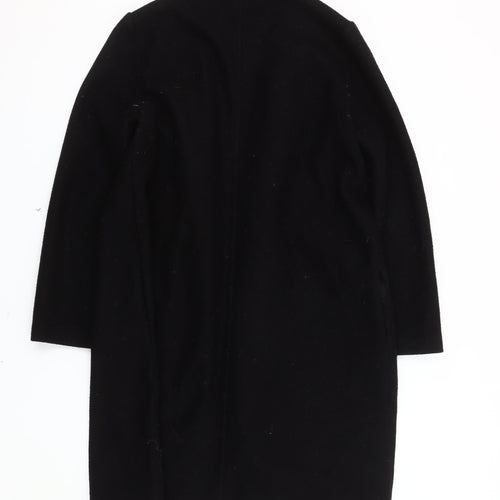 Zara Women's Black Long Overcoat, Size L, Elegant & Versatile