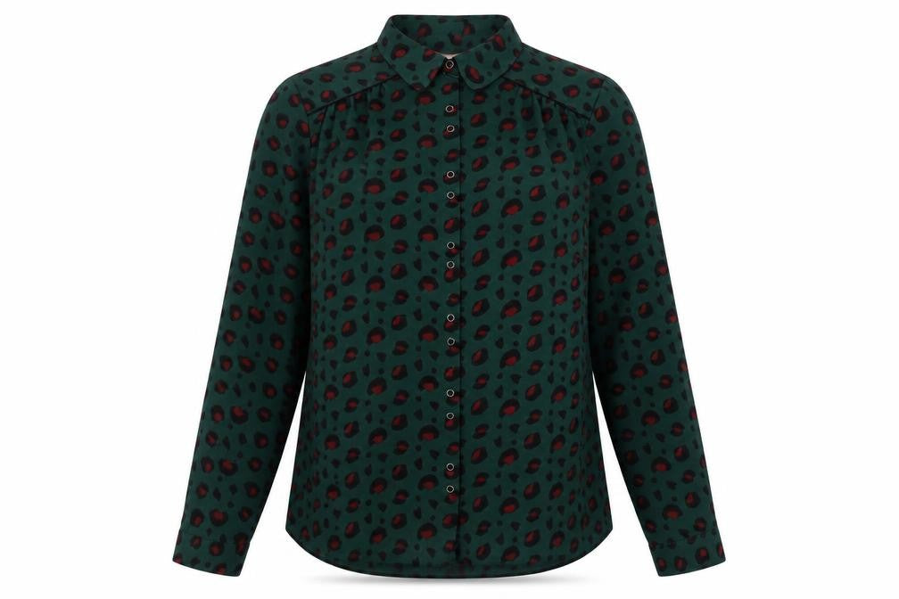 Front view of Joe Browns Women's Green Animal Print Blouse, size 14