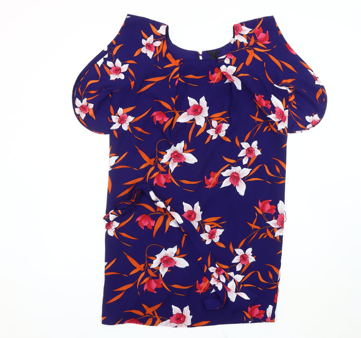 Next Women's Blue Floral Shift Dress Size 10