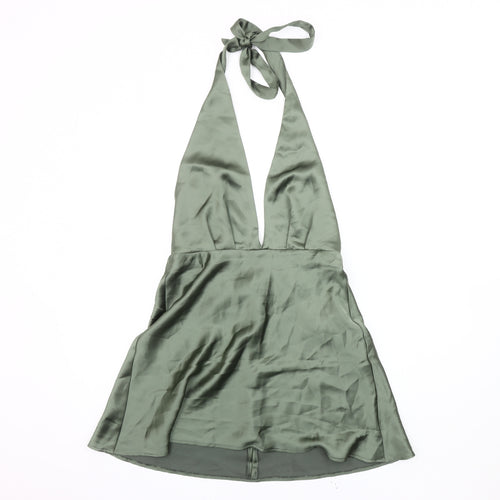 Zara Women's Green Slip Dress Size 12, Elegant Partywear