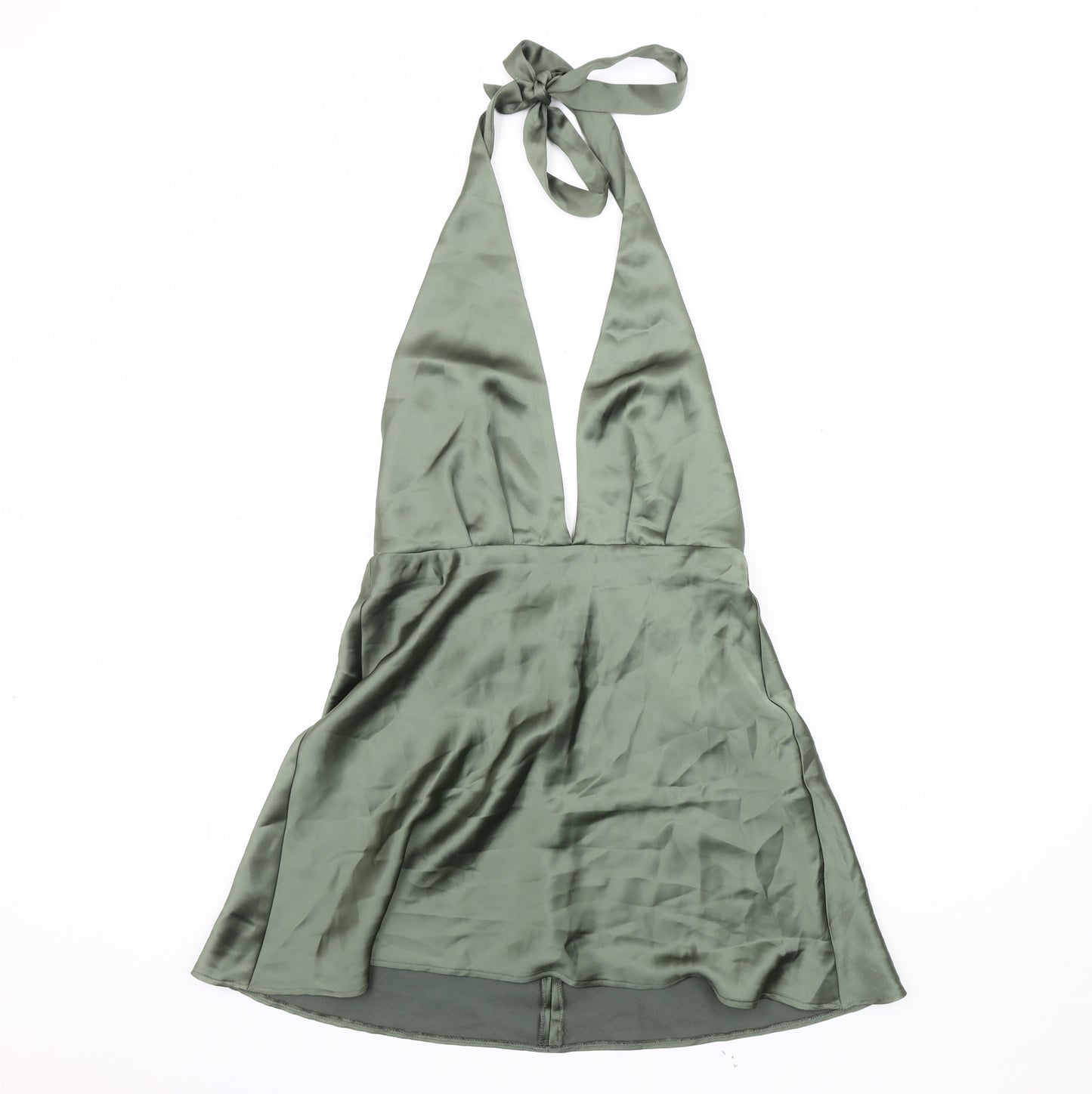 Zara Women's Green Slip Dress Size 12, Elegant Partywear