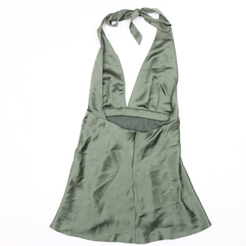 Zara Women's Green Slip Dress Size 12, Elegant Partywear