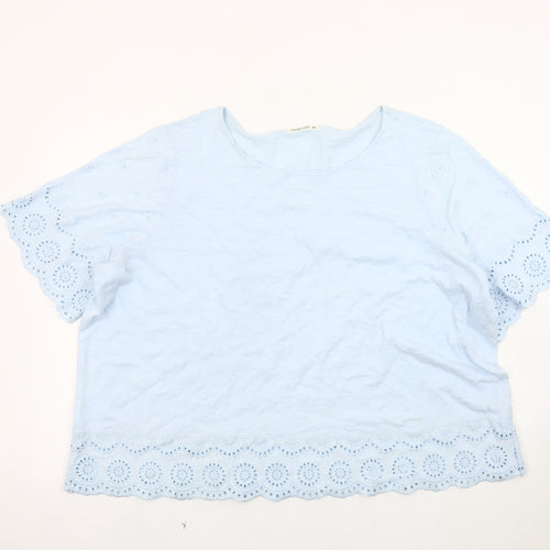 WoolOvers Women's Blue XL Flutter Sleeve T-Shirt