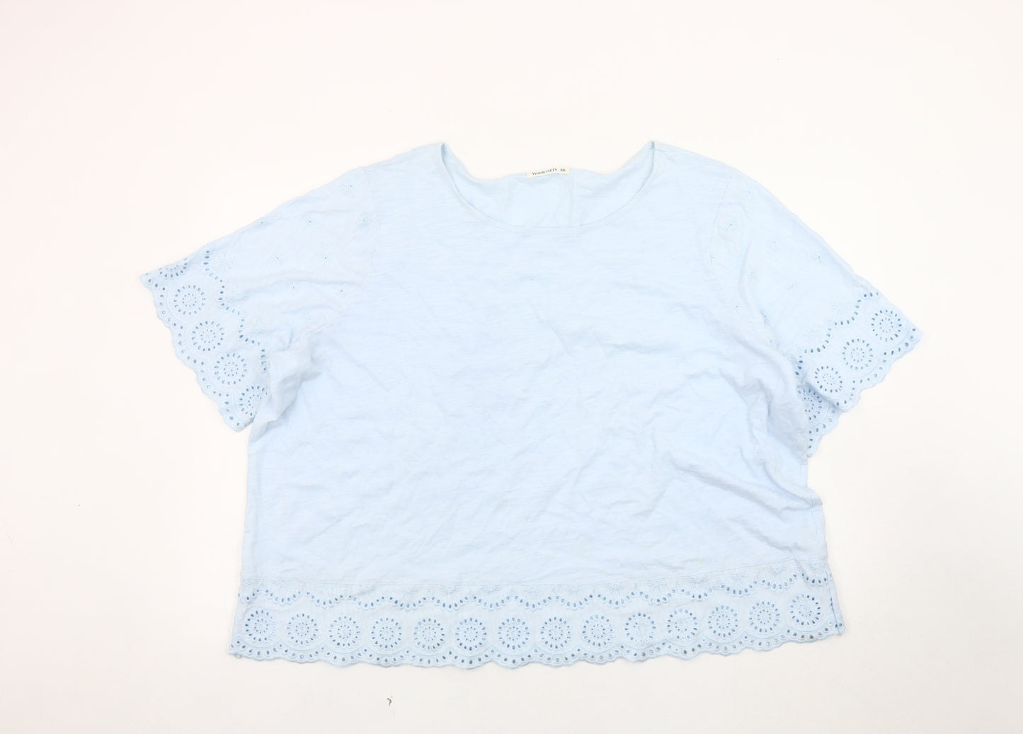 WoolOvers Women's Blue XL Flutter Sleeve T-Shirt