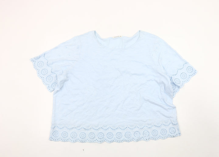 WoolOvers Women's Blue XL Flutter Sleeve T-Shirt