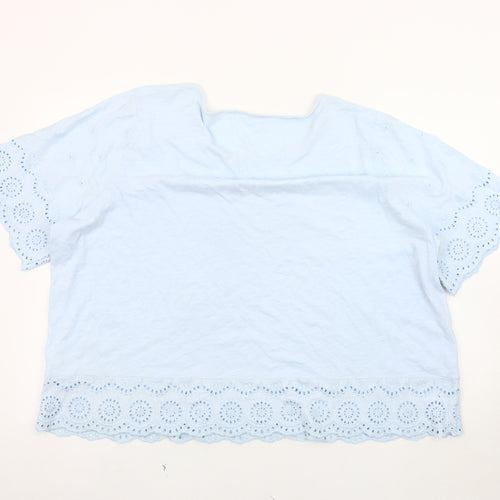 WoolOvers Women's Blue XL Flutter Sleeve T-Shirt