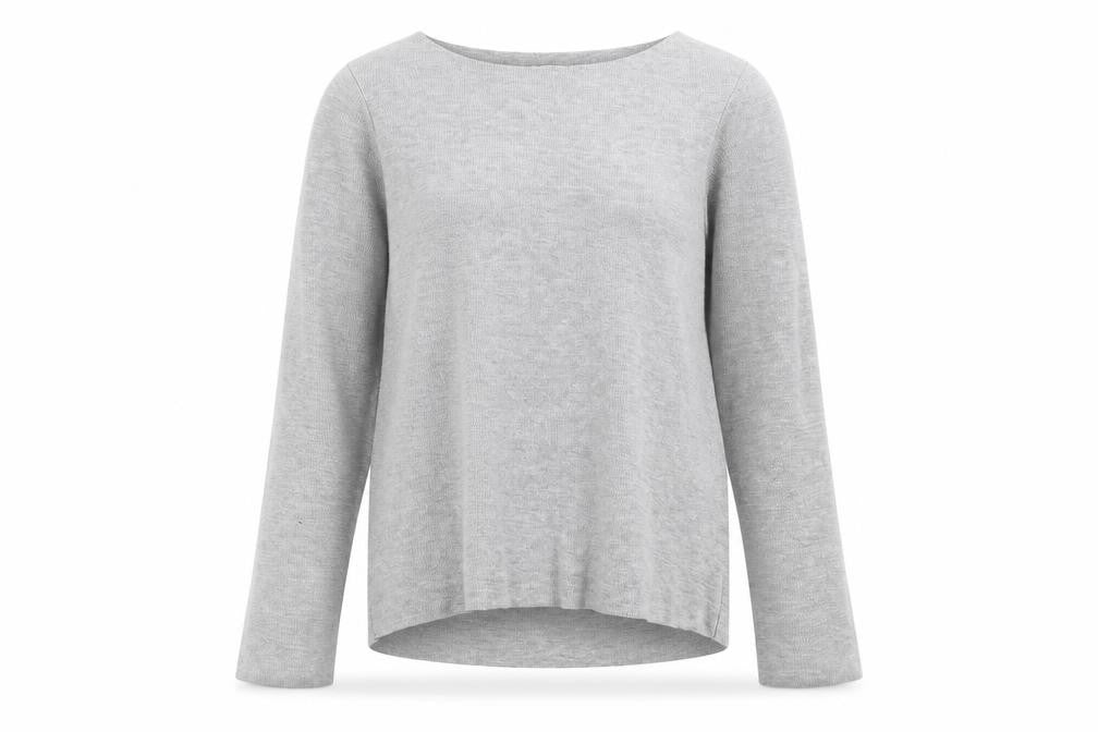 Front view of Zara Women’s Grey Knit Long Sleeve Top, size S