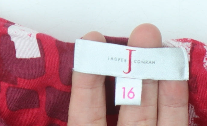 Jasper Conran Women's Red Geometric Blouse Size 16