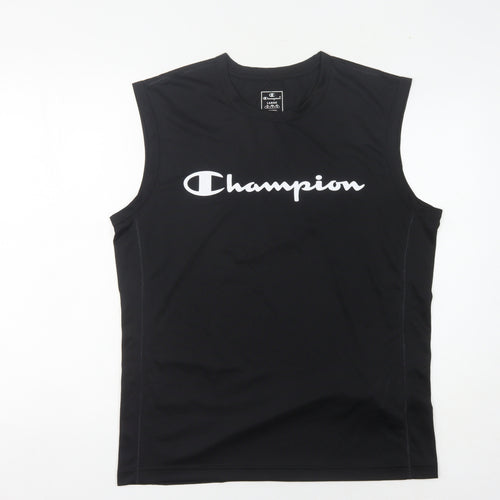Champion Men's Black Tank Top, L, Basic Activewear