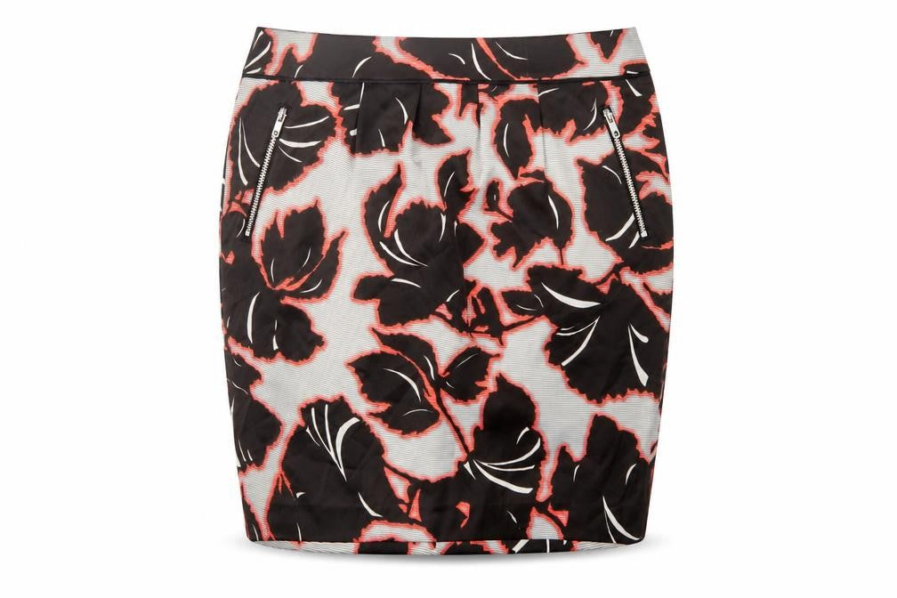 Front view of Warehouse Women's Multicoloured Floral Pencil Skirt, size 12