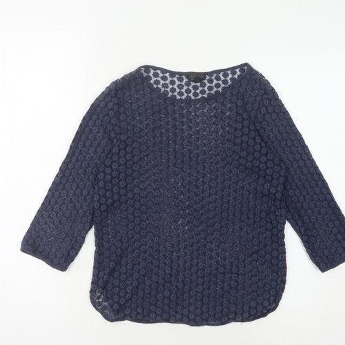 Topshop Women's Blue Lace Floral 3/4 Sleeve Top Size 10