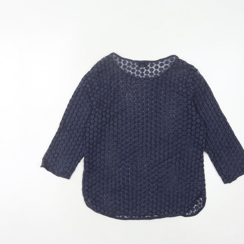 Topshop Women's Blue Lace Floral 3/4 Sleeve Top Size 10