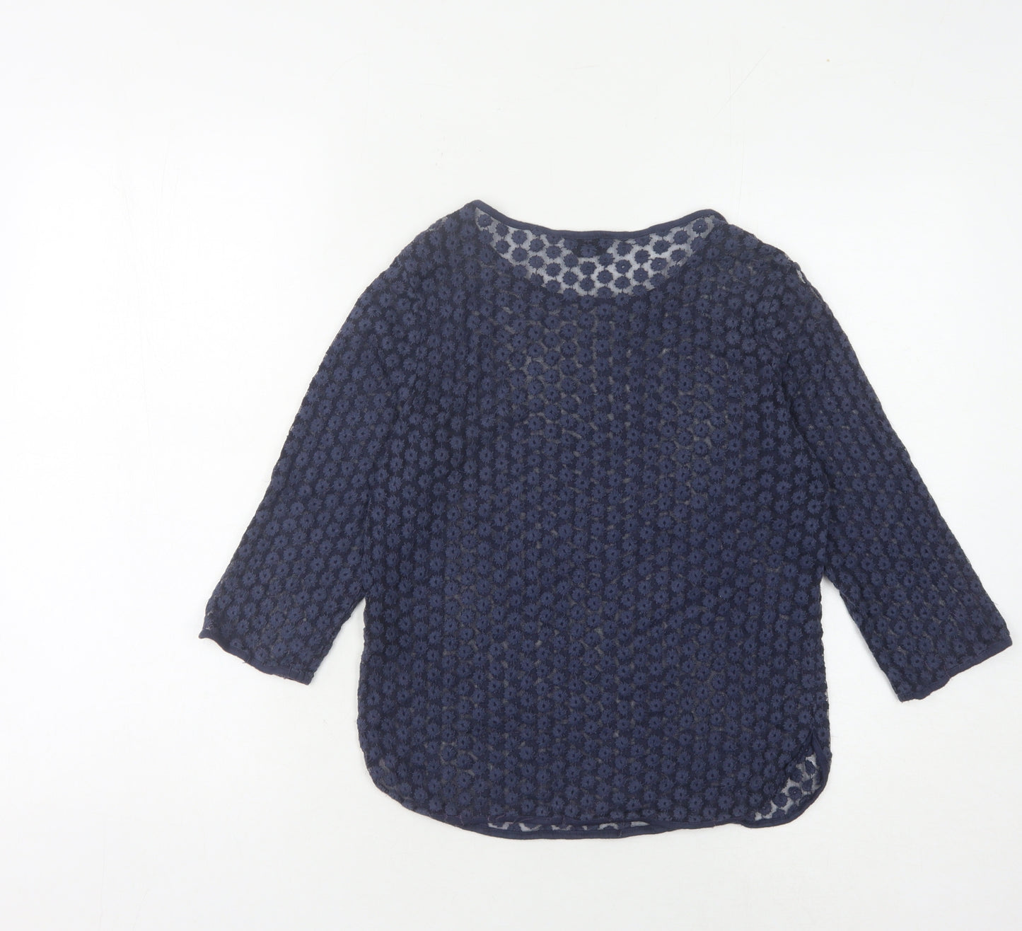 Topshop Women's Blue Lace Floral 3/4 Sleeve Top Size 10