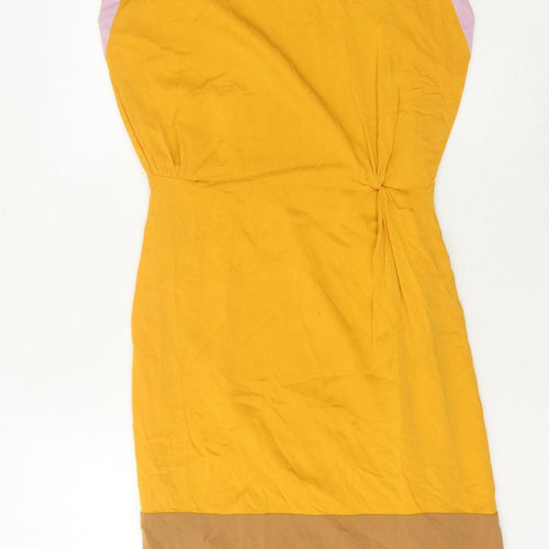 Lisa Ho Women's Yellow Silk Sheath Dress, Size 8