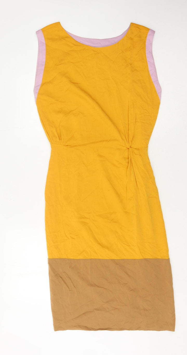Lisa Ho Women's Yellow Silk Sheath Dress, Size 8