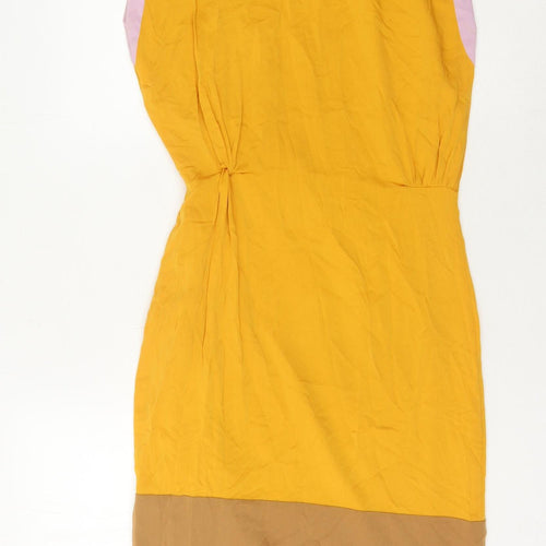 Lisa Ho Women's Yellow Silk Sheath Dress, Size 8