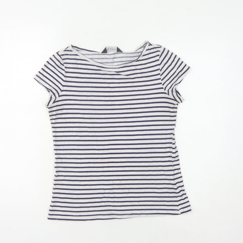Dorothy Perkins Women's White Striped T-Shirt, Size 10