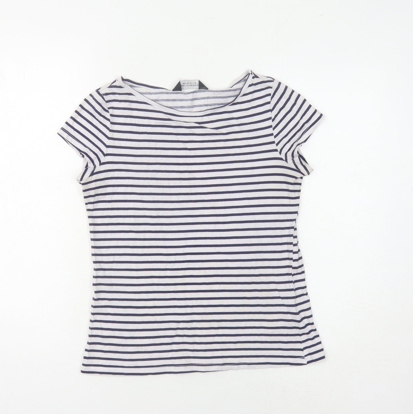 Dorothy Perkins Women's White Striped T-Shirt, Size 10