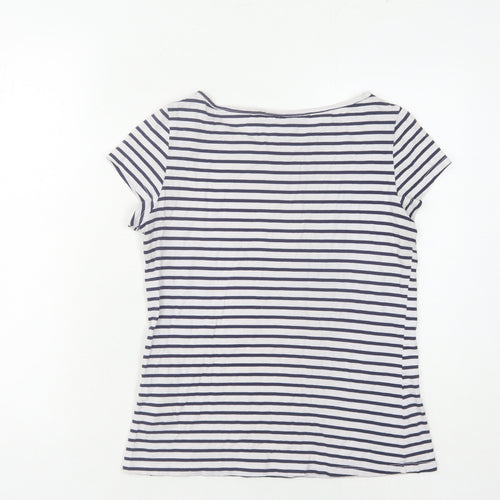 Dorothy Perkins Women's White Striped T-Shirt, Size 10