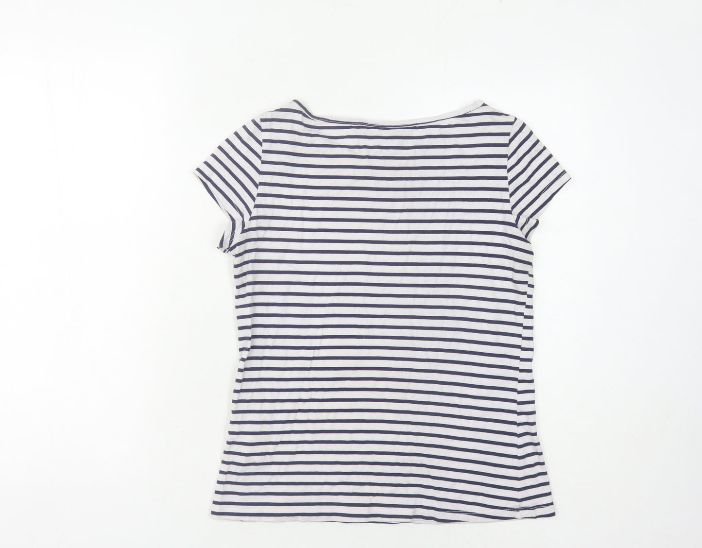 Dorothy Perkins Women's White Striped T-Shirt, Size 10