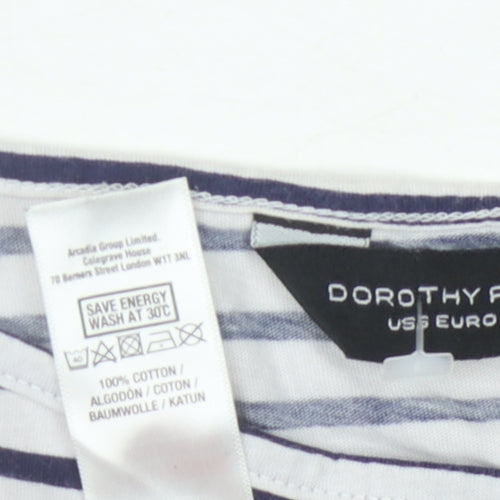 Dorothy Perkins Women's White Striped T-Shirt, Size 10