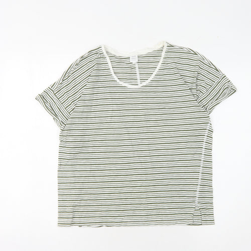 John Lewis Women's Green Striped T-Shirt, Size 14