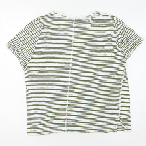 John Lewis Women's Green Striped T-Shirt, Size 14