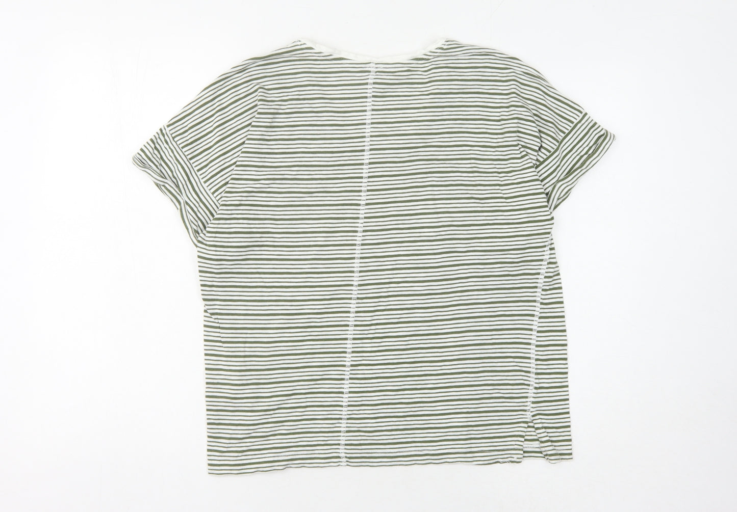 John Lewis Women's Green Striped T-Shirt, Size 14