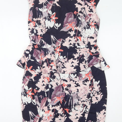 Next Women's Multicoloured Floral Sheath Dress Size 10