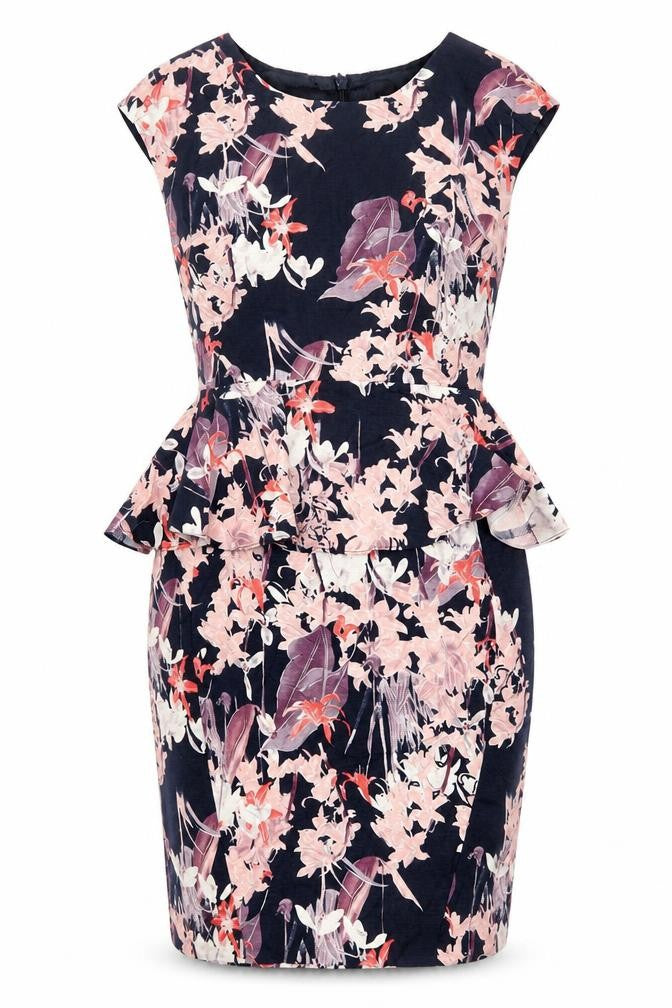 Front view of Next Women's Multicoloured Floral Sheath Dress, size 10