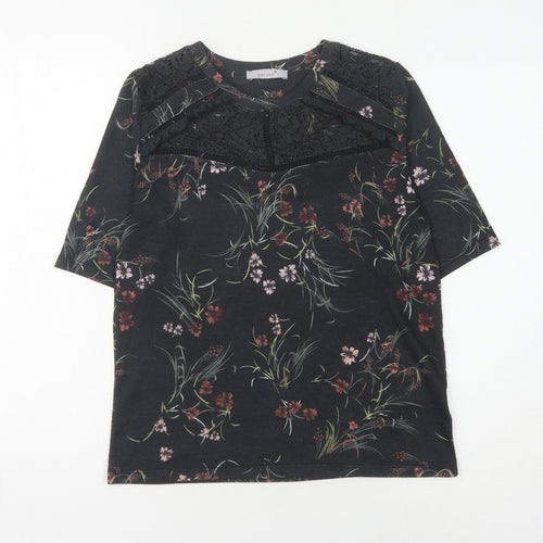 Marks and Spencer Women's Black Floral Lace Tunic Blouse Size 10