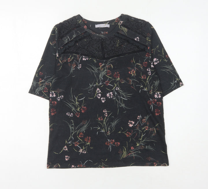 Marks and Spencer Women's Black Floral Lace Tunic Blouse Size 10