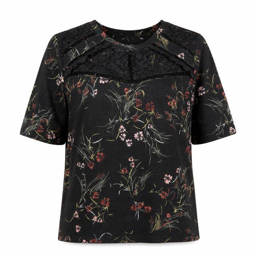 Marks and Spencer Women's Black Floral Lace Tunic Blouse Size 10