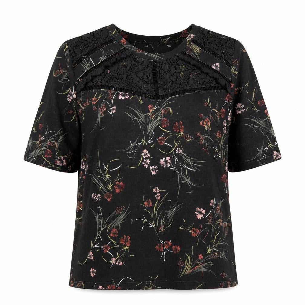 Marks and Spencer Women's Black Floral Lace Tunic Blouse Size 10